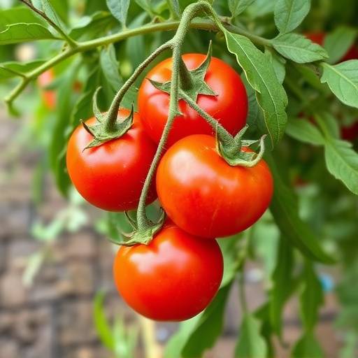 Fotografia di pomodori San Marzano maturi e succosi su una pianta