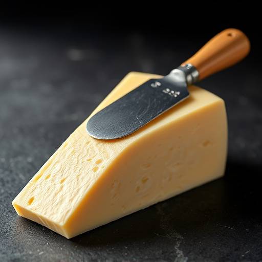 Fotografia di una forma di Parmigiano Reggiano con un coltello da formaggio