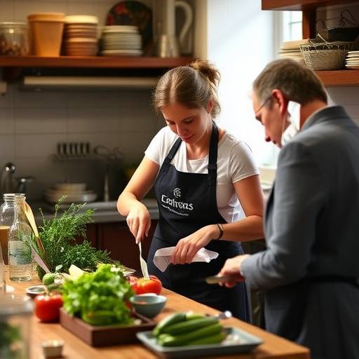 Un gruppo di persone partecipa a un corso di cucina italiana a Roma, guidato da Emilia.